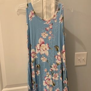 Blue floral tank top dress